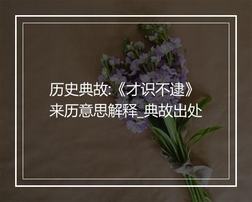 历史典故:《才识不逮》来历意思解释_典故出处