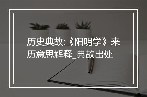 历史典故:《阳明学》来历意思解释_典故出处