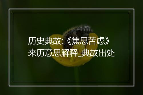 历史典故:《焦思苦虑》来历意思解释_典故出处