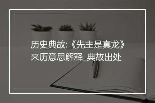 历史典故:《先主是真龙》来历意思解释_典故出处