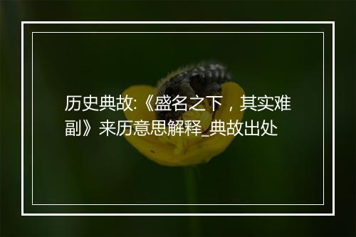 历史典故:《盛名之下，其实难副》来历意思解释_典故出处