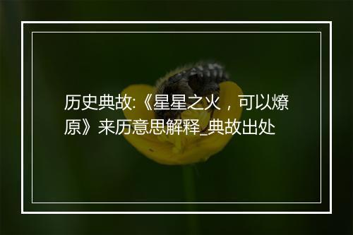 历史典故:《星星之火，可以燎原》来历意思解释_典故出处