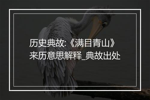 历史典故:《满目青山》来历意思解释_典故出处