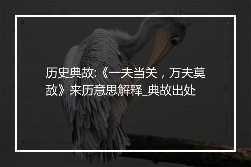 历史典故:《一夫当关，万夫莫敌》来历意思解释_典故出处