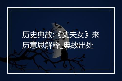 历史典故:《丈夫女》来历意思解释_典故出处