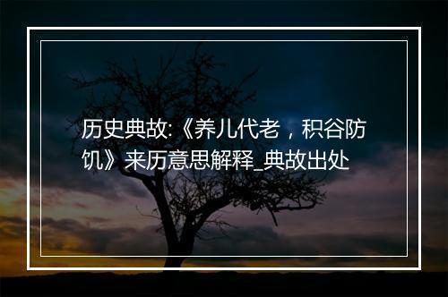 历史典故:《养儿代老，积谷防饥》来历意思解释_典故出处