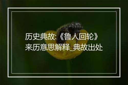 历史典故:《鲁人回轮》来历意思解释_典故出处