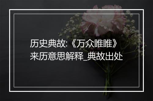 历史典故:《万众睢睢》来历意思解释_典故出处