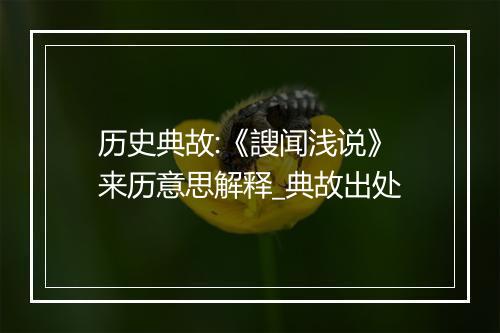 历史典故:《謏闻浅说》来历意思解释_典故出处