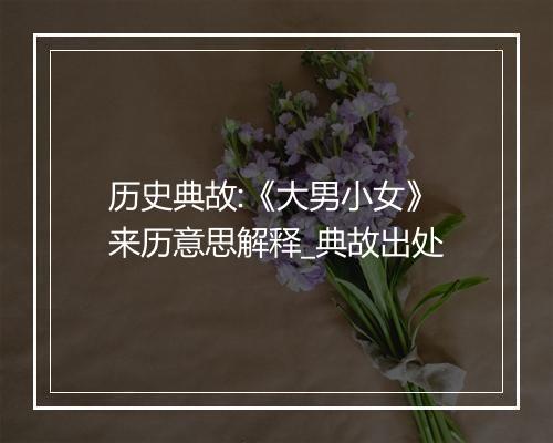 历史典故:《大男小女》来历意思解释_典故出处