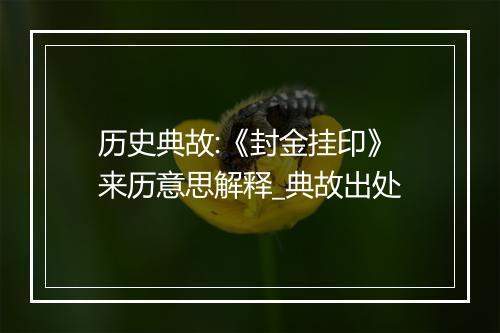 历史典故:《封金挂印》来历意思解释_典故出处