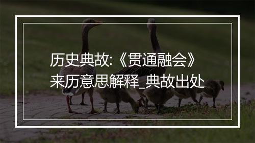 历史典故:《贯通融会》来历意思解释_典故出处