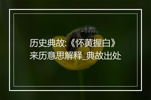 历史典故:《怀黄握白》来历意思解释_典故出处