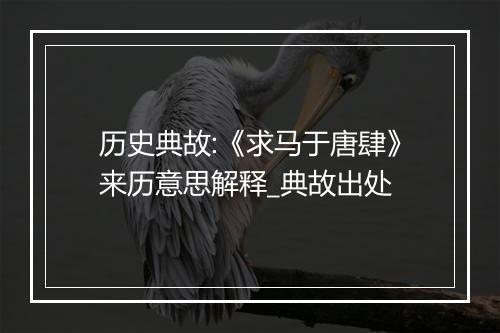 历史典故:《求马于唐肆》来历意思解释_典故出处