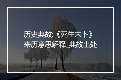 历史典故:《死生未卜》来历意思解释_典故出处