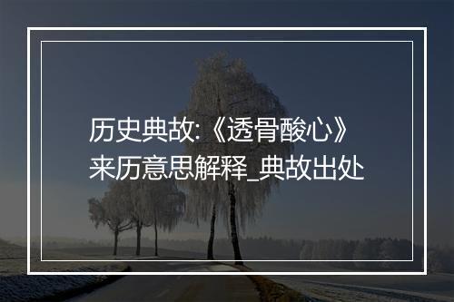 历史典故:《透骨酸心》来历意思解释_典故出处