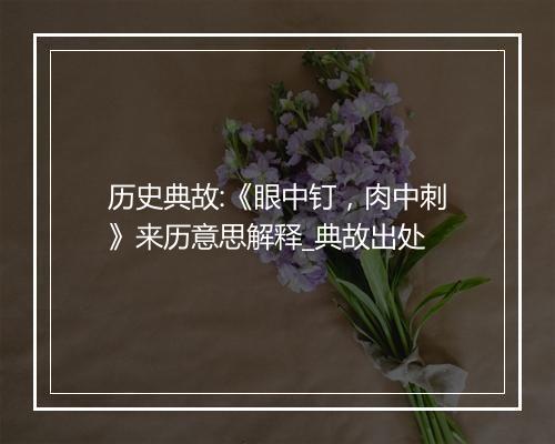 历史典故:《眼中钉，肉中刺》来历意思解释_典故出处