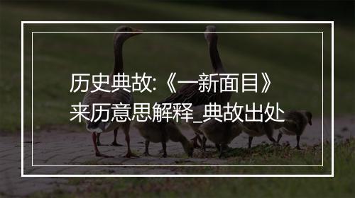 历史典故:《一新面目》来历意思解释_典故出处