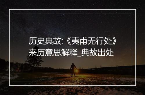 历史典故:《夷甫无行处》来历意思解释_典故出处