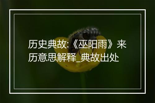 历史典故:《巫阳雨》来历意思解释_典故出处