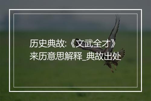 历史典故:《文武全才》来历意思解释_典故出处