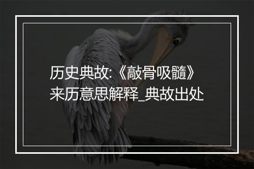 历史典故:《敲骨吸髓》来历意思解释_典故出处