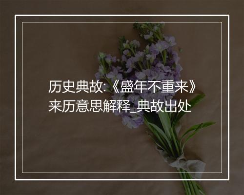 历史典故:《盛年不重来》来历意思解释_典故出处