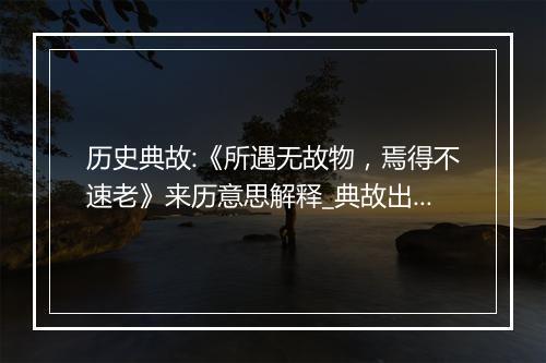 历史典故:《所遇无故物，焉得不速老》来历意思解释_典故出处