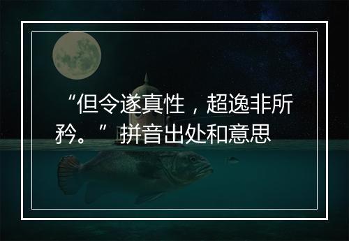 “但令遂真性，超逸非所矜。”拼音出处和意思