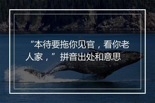 “本待要拖你见官，看你老人家，”拼音出处和意思