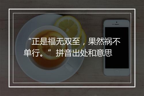 “正是福无双至，果然祸不单行。”拼音出处和意思