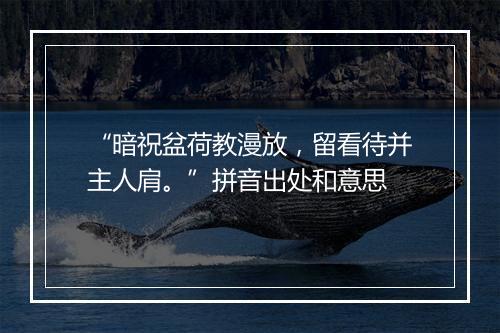 “暗祝盆荷教漫放，留看待并主人肩。”拼音出处和意思