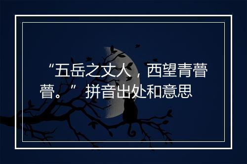 “五岳之丈人，西望青瞢瞢。”拼音出处和意思