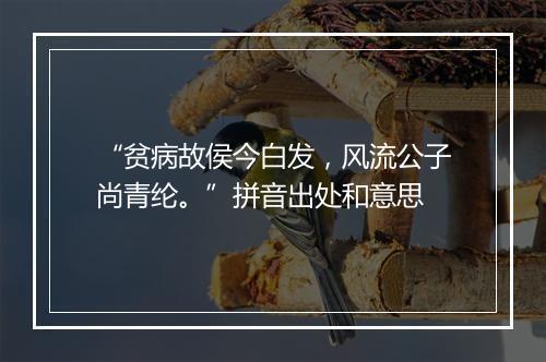 “贫病故侯今白发，风流公子尚青纶。”拼音出处和意思