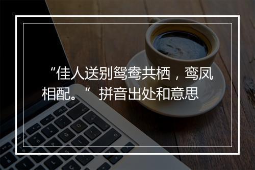 “佳人送别鸳鸯共栖，鸾凤相配。”拼音出处和意思