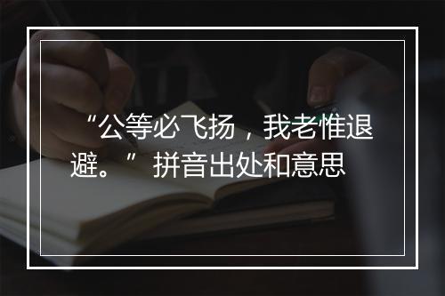 “公等必飞扬，我老惟退避。”拼音出处和意思