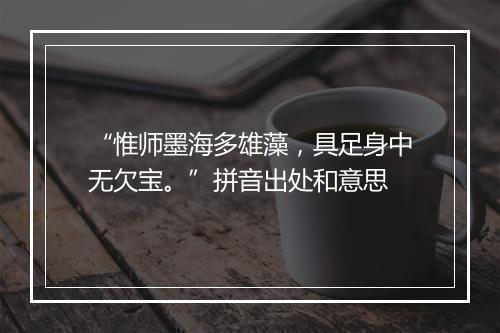 “惟师墨海多雄藻，具足身中无欠宝。”拼音出处和意思