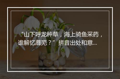 “山下呼龙种草，海上骑鱼采药，谁解忆蘼芜？”拼音出处和意思