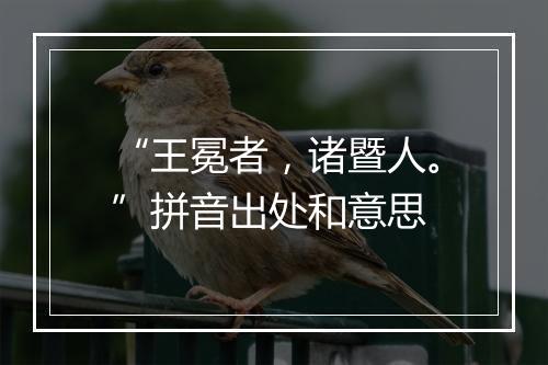 “王冕者，诸暨人。”拼音出处和意思