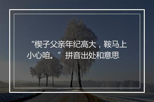 “楔子父亲年纪高大，鞍马上小心咱。”拼音出处和意思