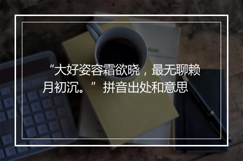 “大好姿容霜欲晓，最无聊赖月初沉。”拼音出处和意思