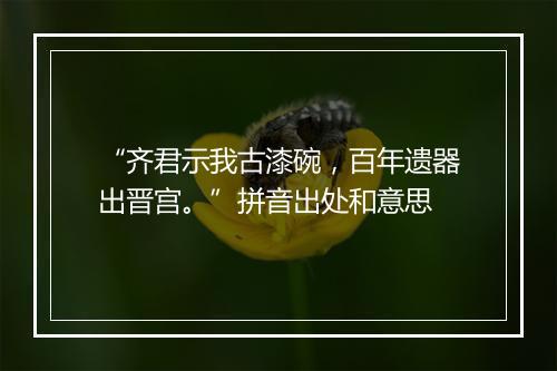 “齐君示我古漆碗，百年遗器出晋宫。”拼音出处和意思