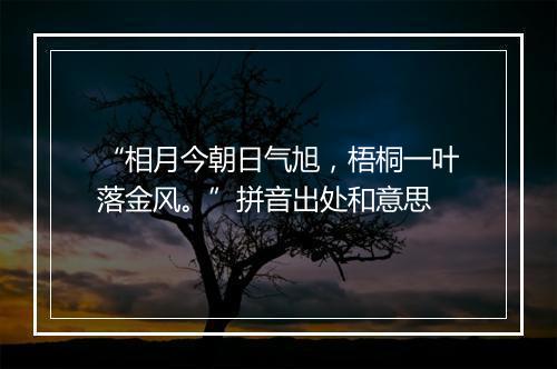 “相月今朝日气旭，梧桐一叶落金风。”拼音出处和意思