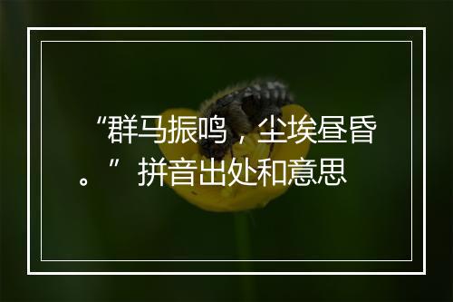 “群马振鸣，尘埃昼昏。”拼音出处和意思