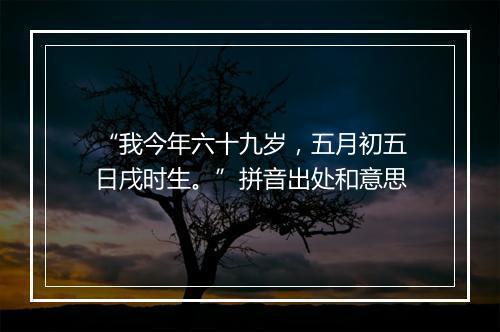 “我今年六十九岁，五月初五日戌时生。”拼音出处和意思