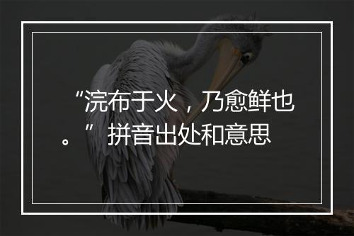 “浣布于火，乃愈鲜也。”拼音出处和意思