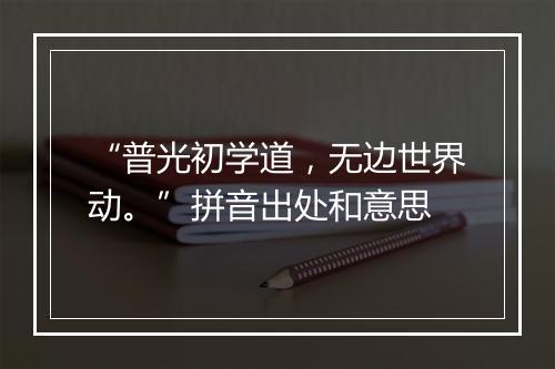 “普光初学道，无边世界动。”拼音出处和意思