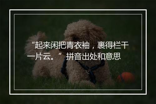 “起来闲把青衣袖，裹得栏干一片云。”拼音出处和意思