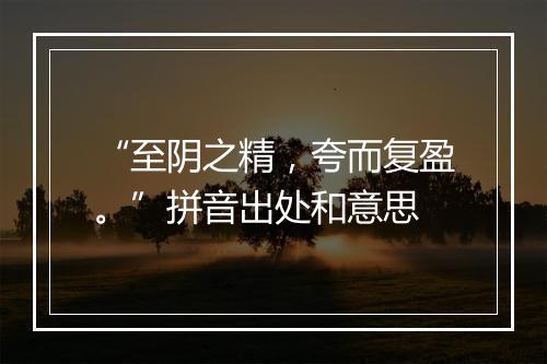 “至阴之精，夸而复盈。”拼音出处和意思