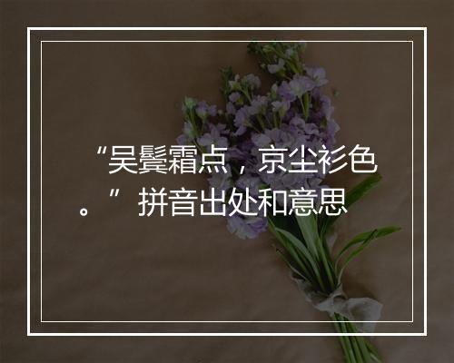 “吴鬓霜点，京尘衫色。”拼音出处和意思